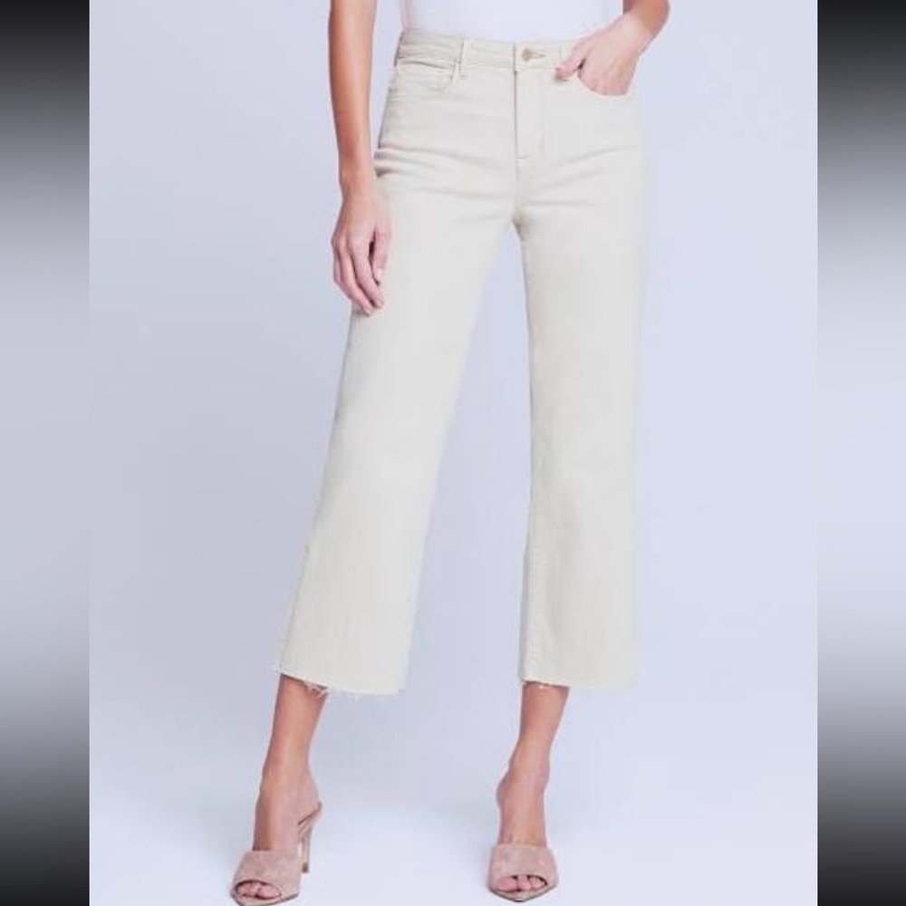 L’AGENCE High Rise Cropped Wide Leg Jeans Ivory Size 24